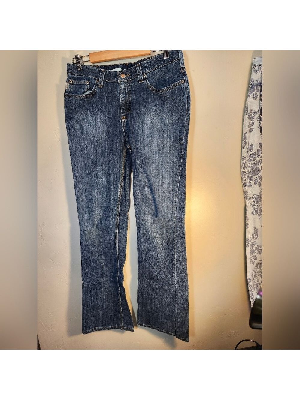 Eddie Bauer Flannel Lined Dark Blue Flare Jeans Sz 12